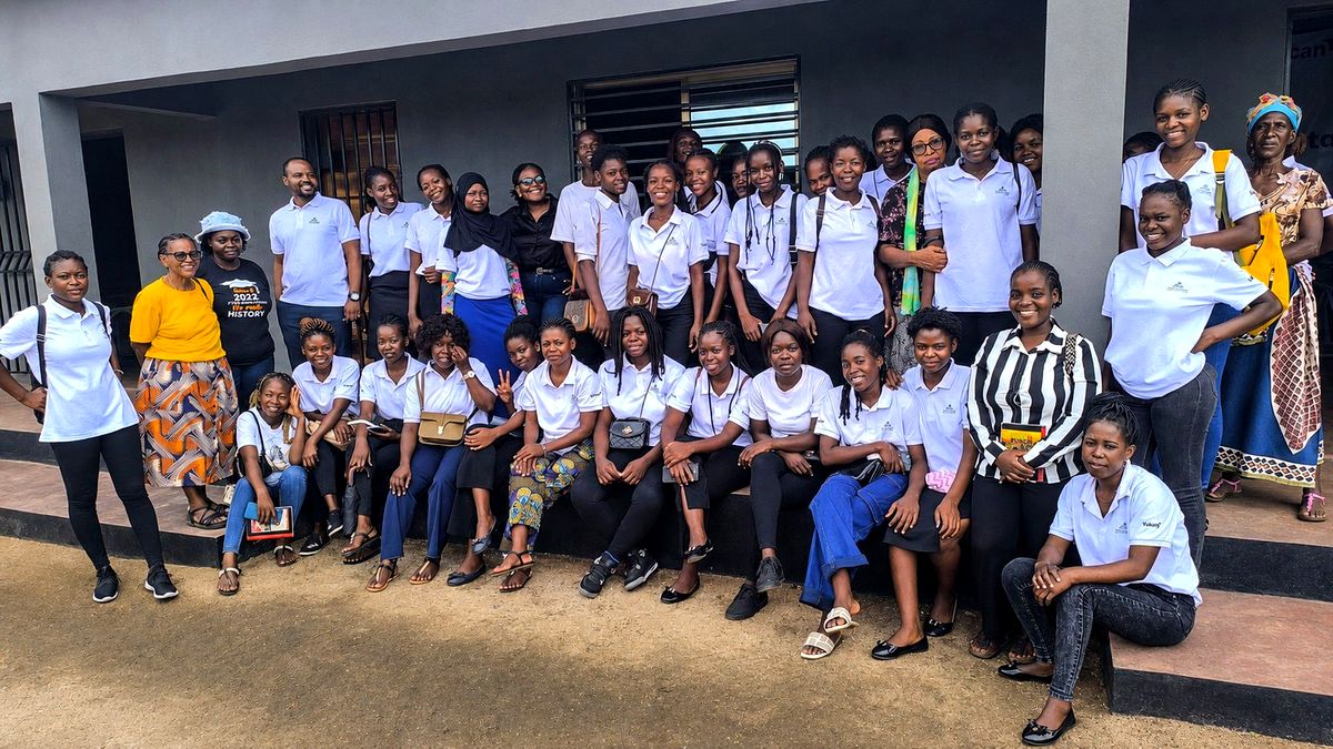 The full Eagle View Academy team gathered on the school steps